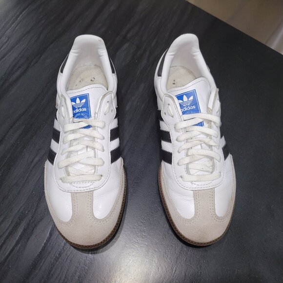 Adidas Samba OG J Youth/Women's Cloud White/ Core Black IE3675 Gum Sole Sneakers - Picture 11 of 16